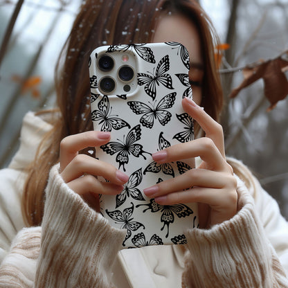 Black and White Butterfly Design MagSafe iPhone Case - Featuring an Array of Vibrant Butterflies, Combining Style and Functionality. - Techy Treasures -  