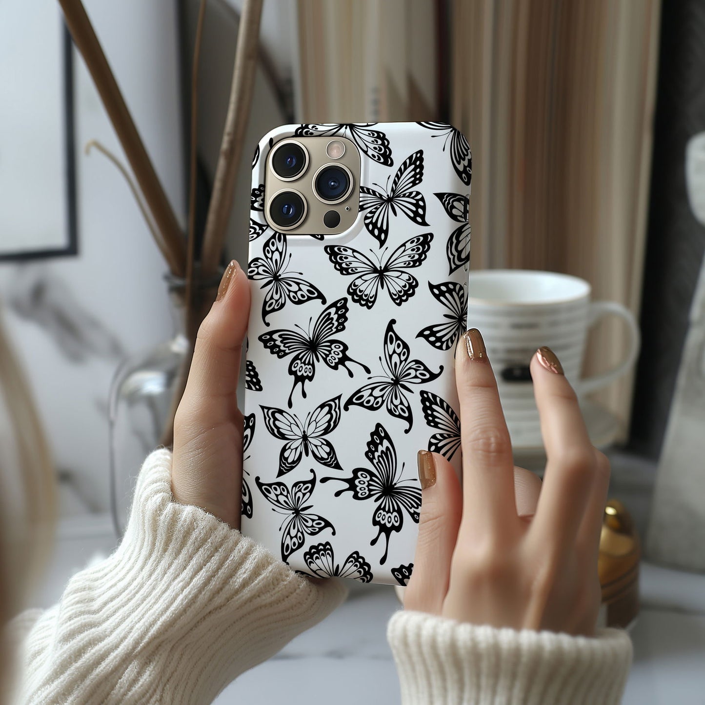 Black and White Butterfly Design MagSafe iPhone Case - Featuring an Array of Vibrant Butterflies, Combining Style and Functionality. - Techy Treasures -  