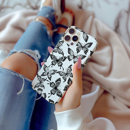 Black and White Butterfly Design MagSafe iPhone Case - Featuring an Array of Vibrant Butterflies, Combining Style and Functionality. - Techy Treasures -  