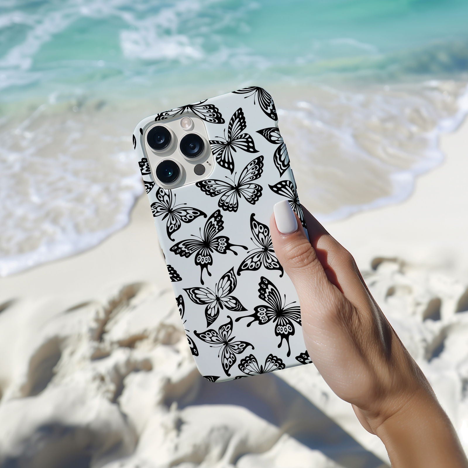 Black and White Butterfly Design MagSafe iPhone Case - Featuring an Array of Vibrant Butterflies, Combining Style and Functionality. - Techy Treasures -  