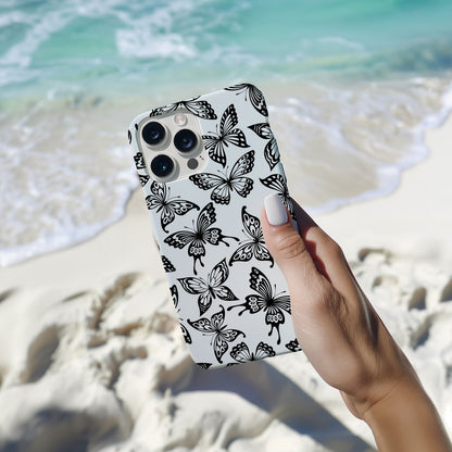 Black and White Butterfly Design MagSafe iPhone Case - Featuring an Array of Vibrant Butterflies, Combining Style and Functionality. - Techy Treasures -  