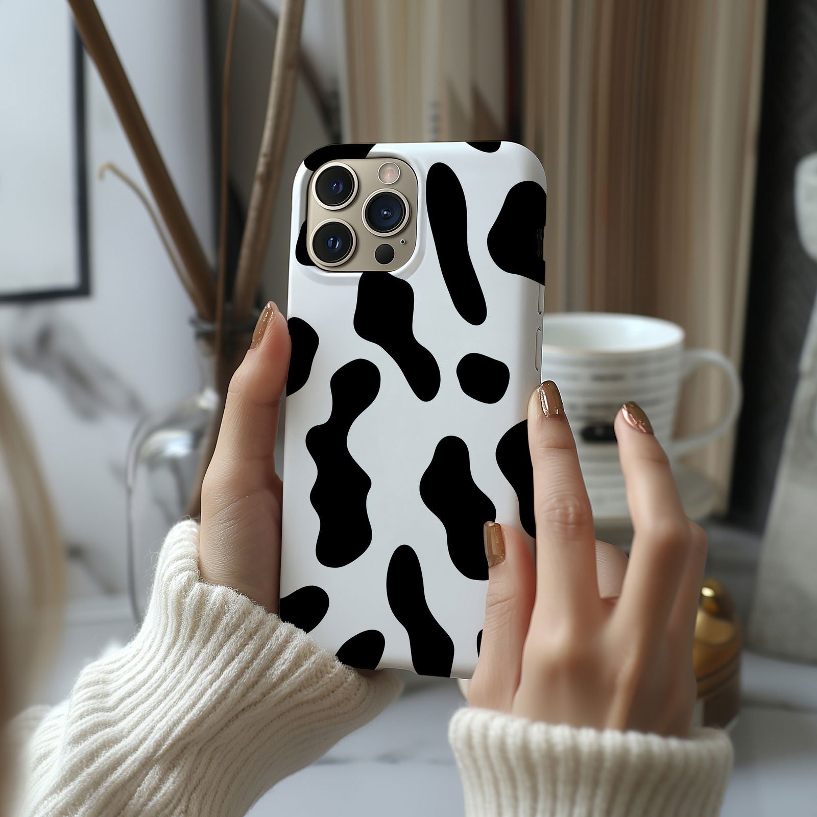Black and White Cow Print - Techy Treasures -  