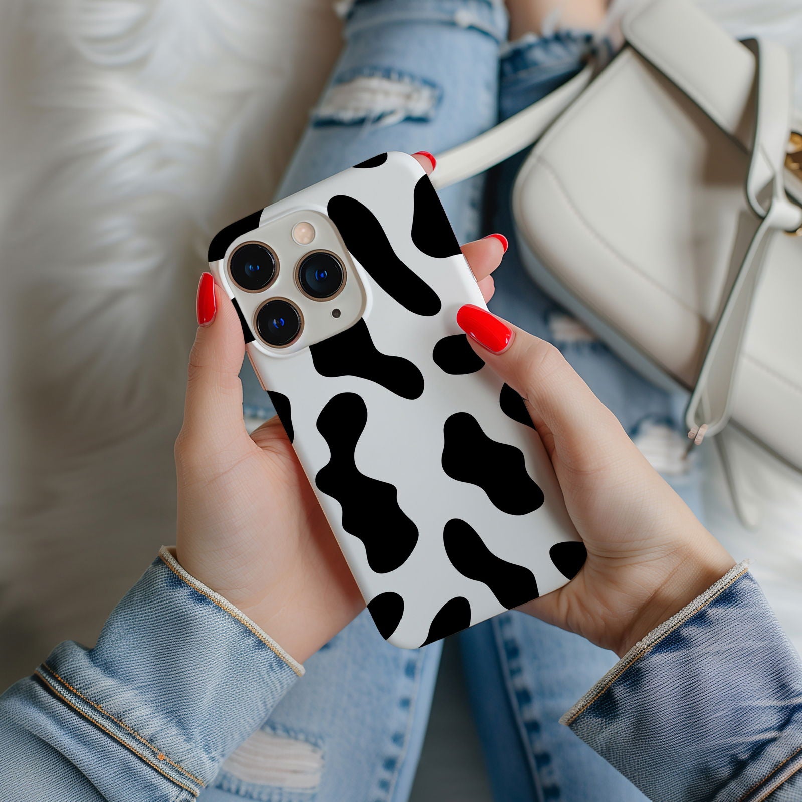 Black and White Cow Print - Techy Treasures -  