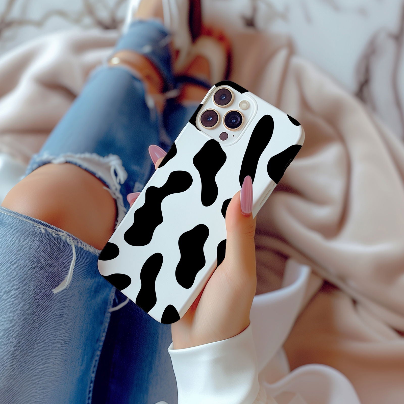 Black and White Cow Print - Techy Treasures -  
