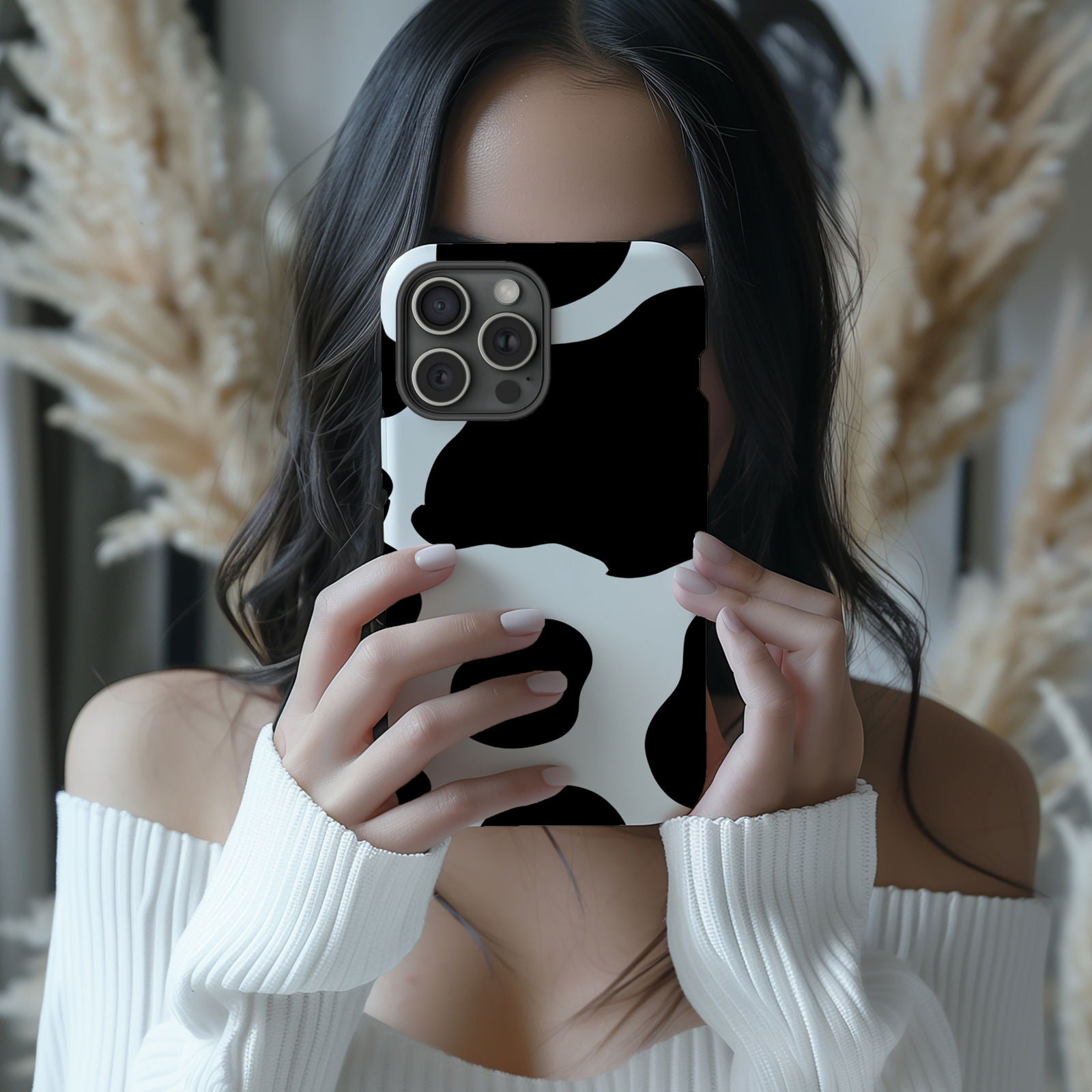 Black and White Cow Print Magsafe iPhone Case - Techy Treasures -  