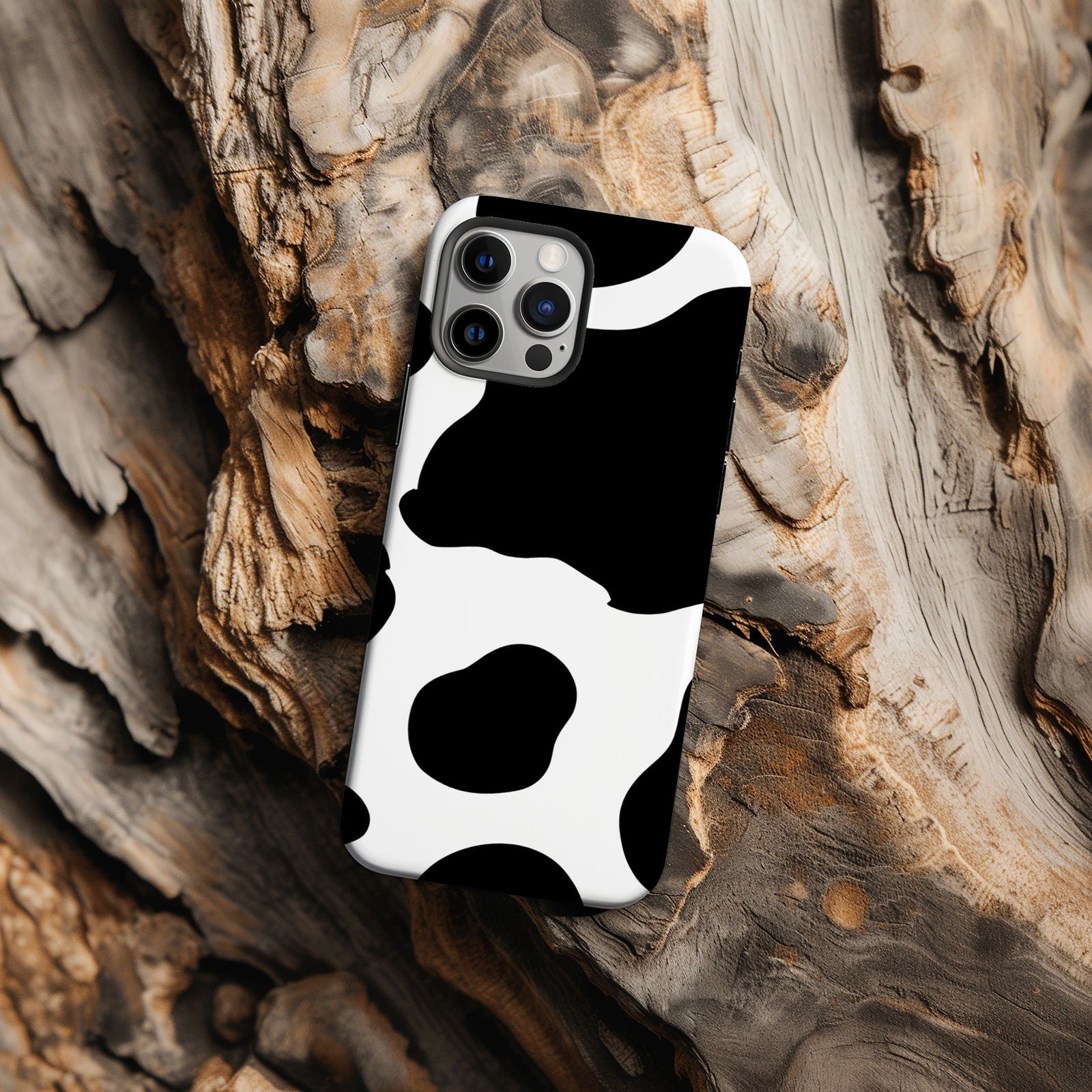 Black and White Cow Print Magsafe iPhone Case - Techy Treasures -  
