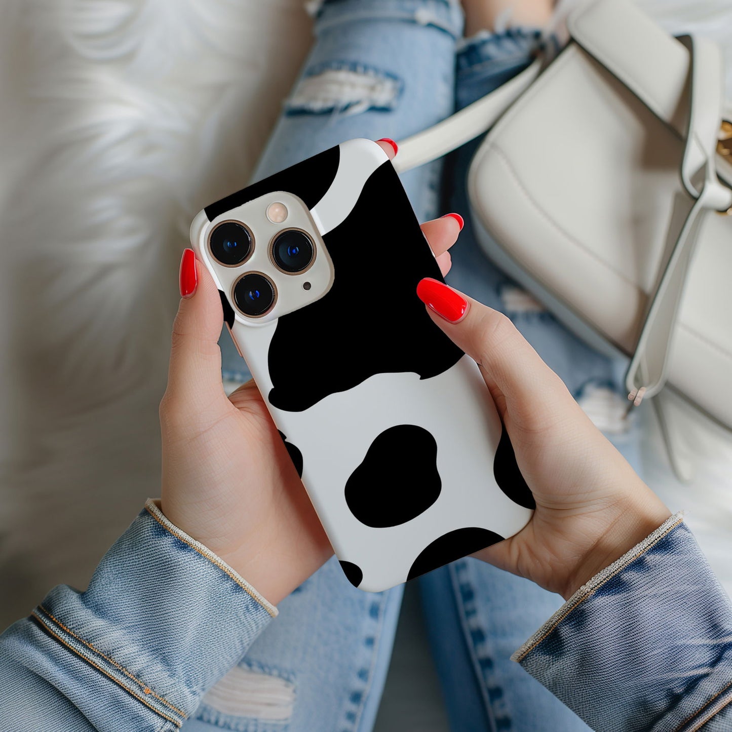 Black and White Cow Print Magsafe iPhone Case - Techy Treasures -  