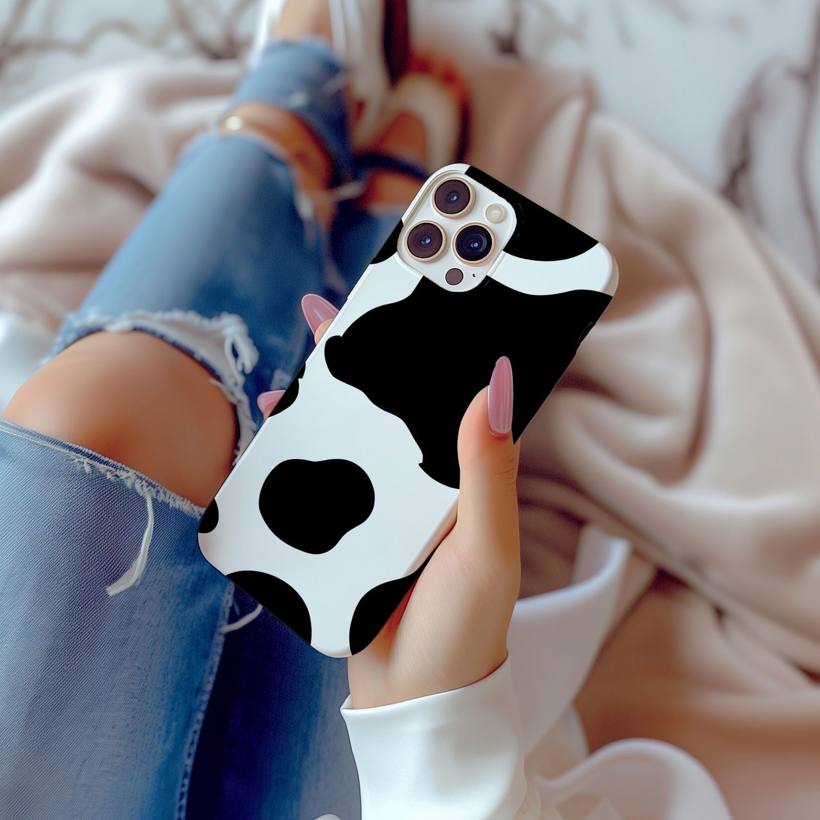 Black and White Cow Print Magsafe iPhone Case - Techy Treasures -  