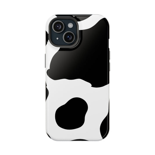 Black and White Cow Print Magsafe iPhone Case - Techy Treasures - Mobile Phone Cases 