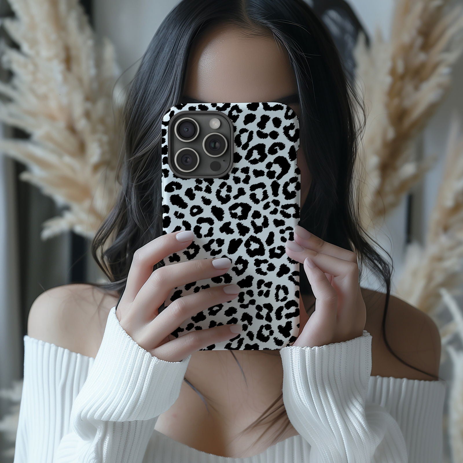 Black and White Leopard Print Magsafe iPhone Case - Techy Treasures -  