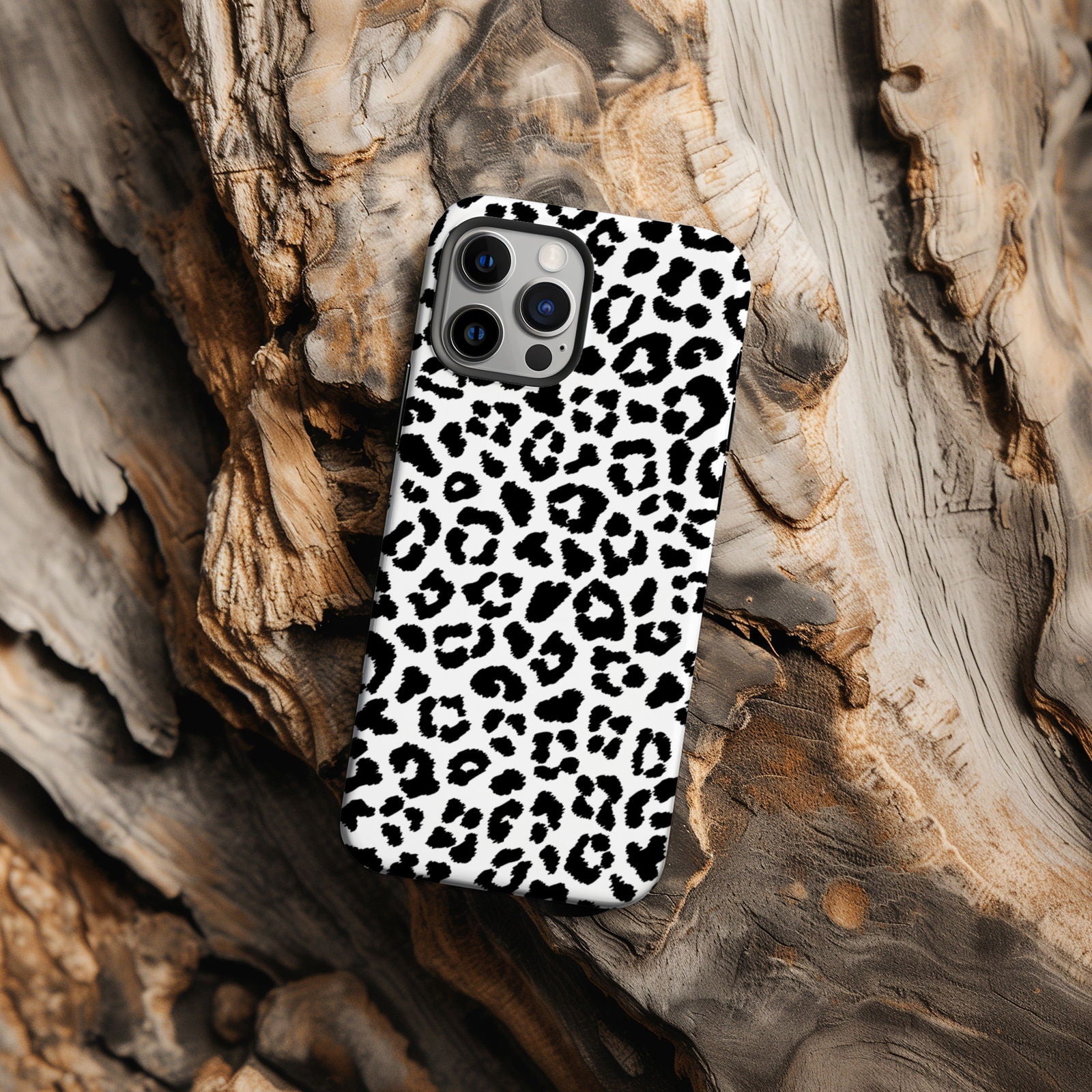 Black and White Leopard Print Magsafe iPhone Case - Techy Treasures -  