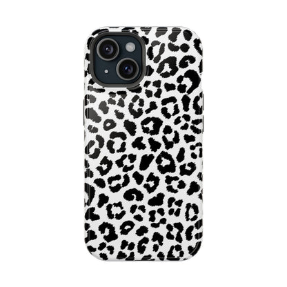 Black and White Leopard Print Magsafe iPhone Case - Techy Treasures - Mobile Phone Cases 