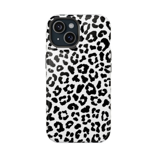 Black and White Leopard Print Magsafe iPhone Case - Techy Treasures - Mobile Phone Cases 