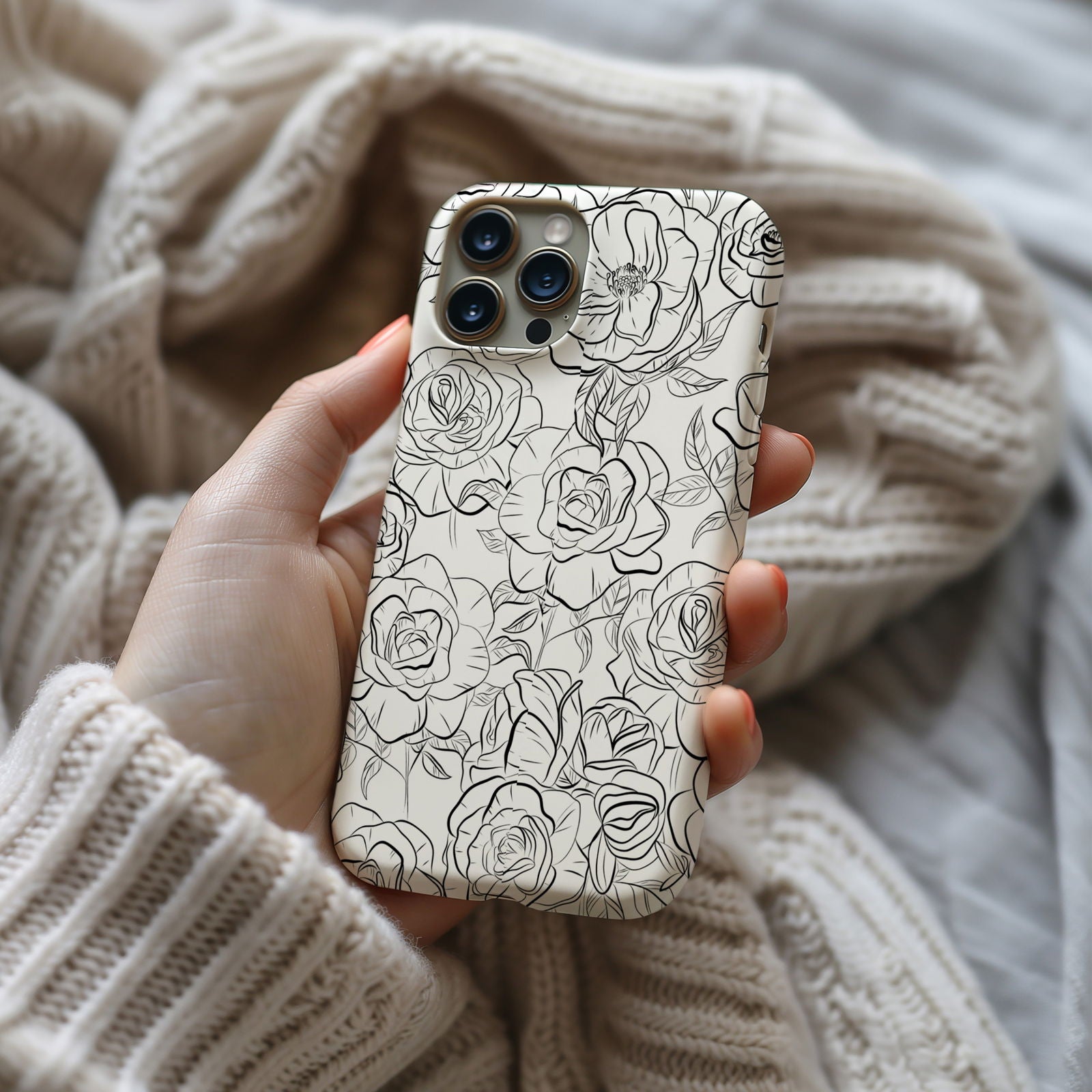 Black and White Rose Hand-Drawn Magsafe iPhone Case - Techy Treasures -  