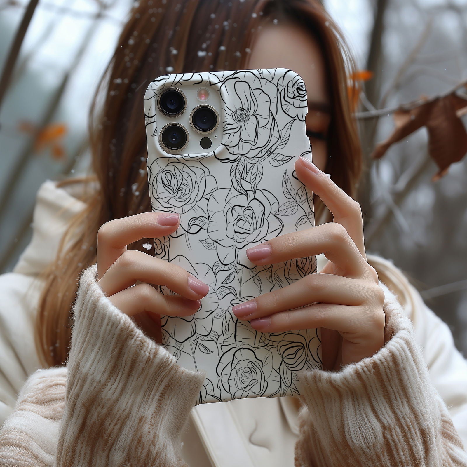 Black and White Rose Hand-Drawn Magsafe iPhone Case - Techy Treasures -  