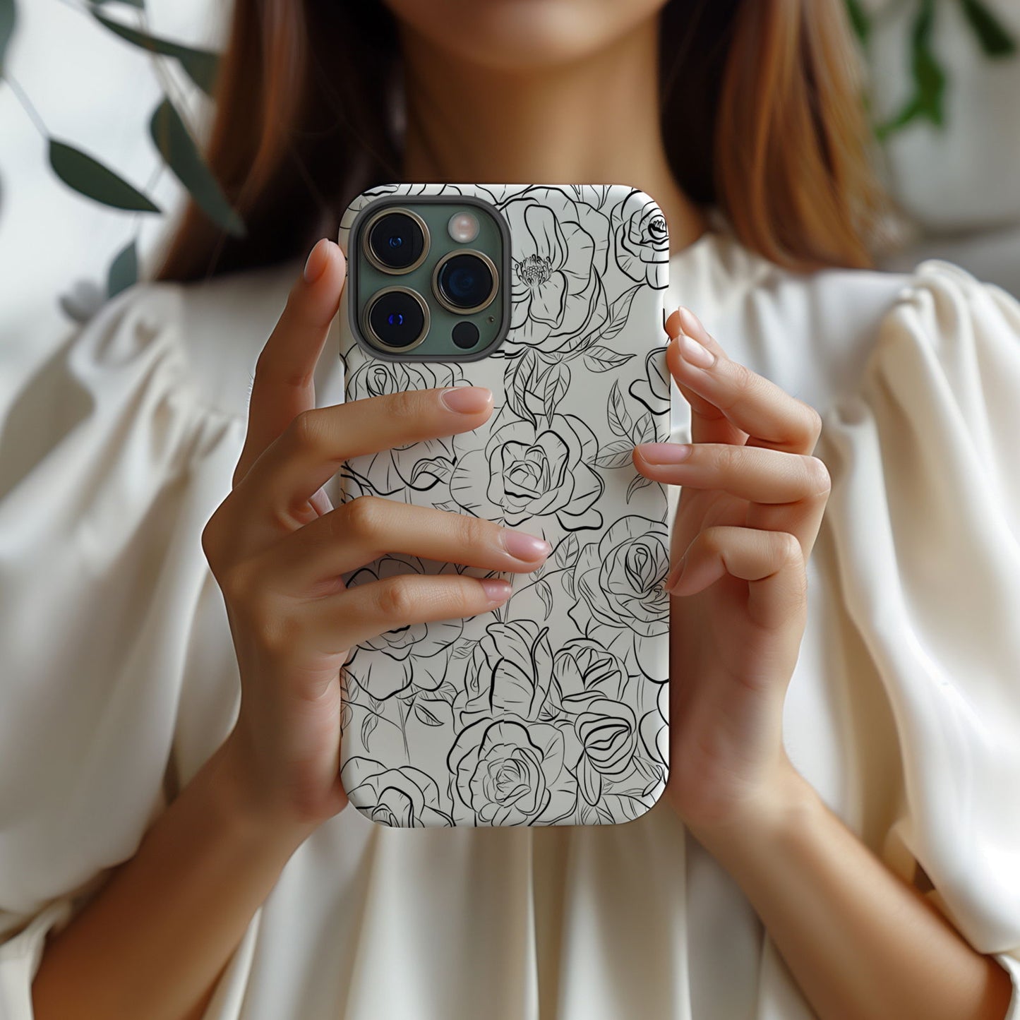 Black and White Rose Hand-Drawn Magsafe iPhone Case - Techy Treasures -  