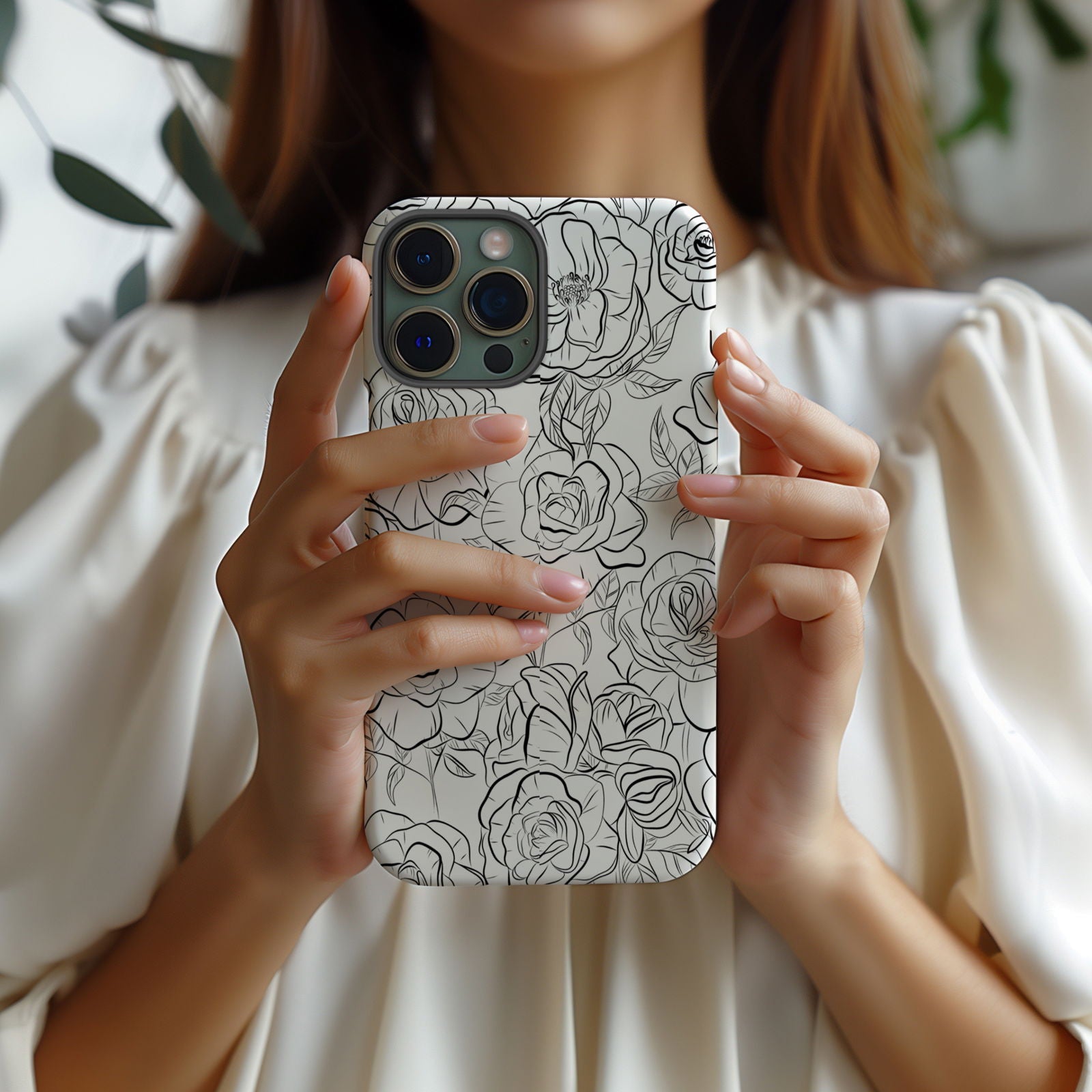 Black and White Rose Hand-Drawn Magsafe iPhone Case - Techy Treasures -  