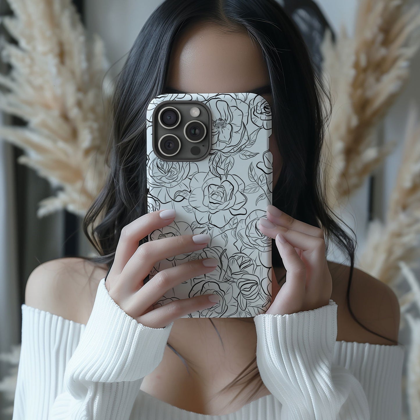 Black and White Rose Hand-Drawn Magsafe iPhone Case - Techy Treasures -  