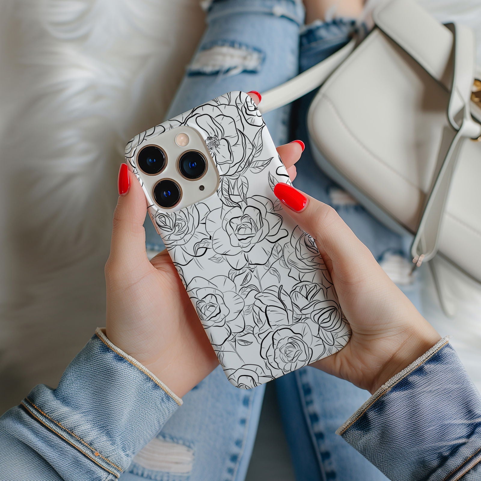 Black and White Rose Hand-Drawn Magsafe iPhone Case - Techy Treasures -  