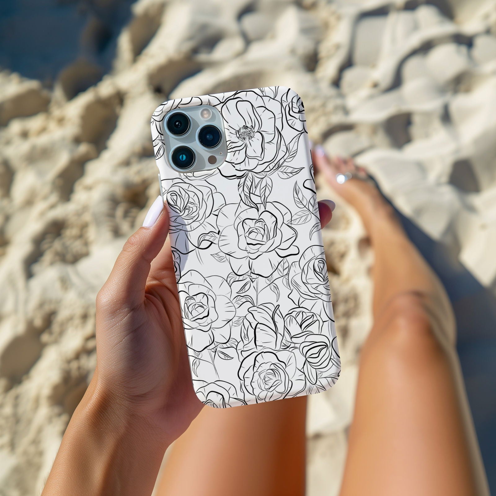 Black and White Rose Hand-Drawn Magsafe iPhone Case - Techy Treasures -  