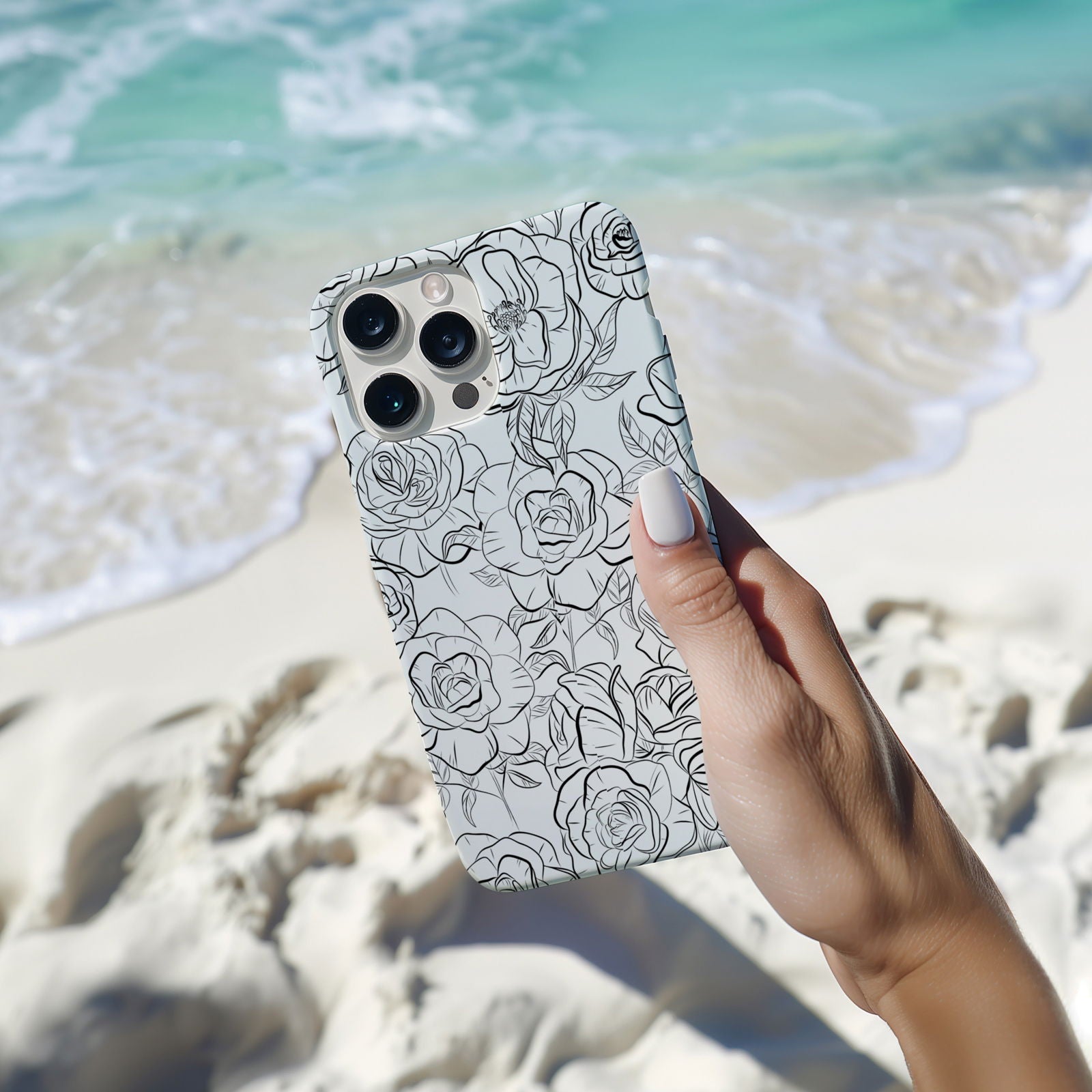 Black and White Rose Hand-Drawn Magsafe iPhone Case - Techy Treasures -  