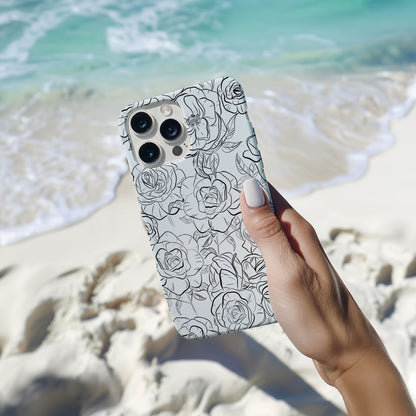 Black and White Rose Hand-Drawn Magsafe iPhone Case - Techy Treasures -  