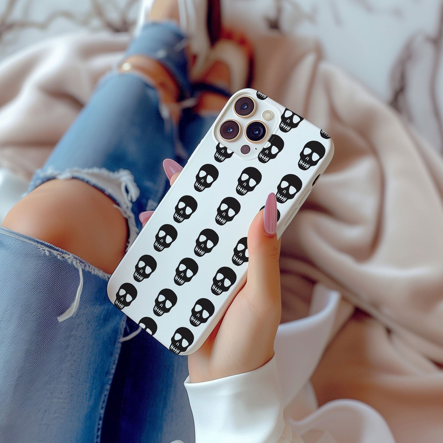 Black and White Skull Design MagSafe iPhone Case - Techy Treasures -  