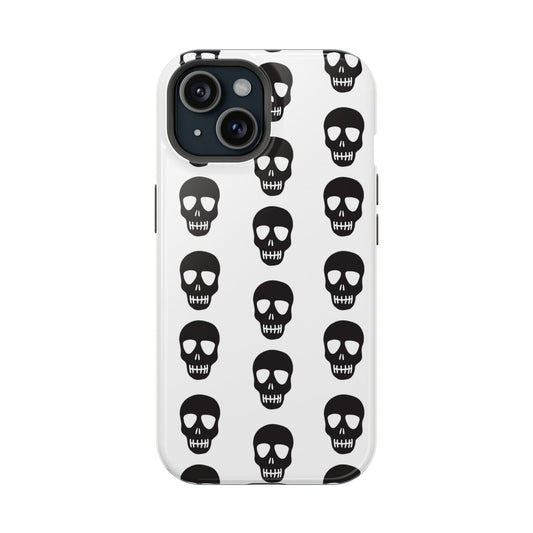 Black and White Skull Design MagSafe iPhone Case - Techy Treasures - Mobile Phone Cases 