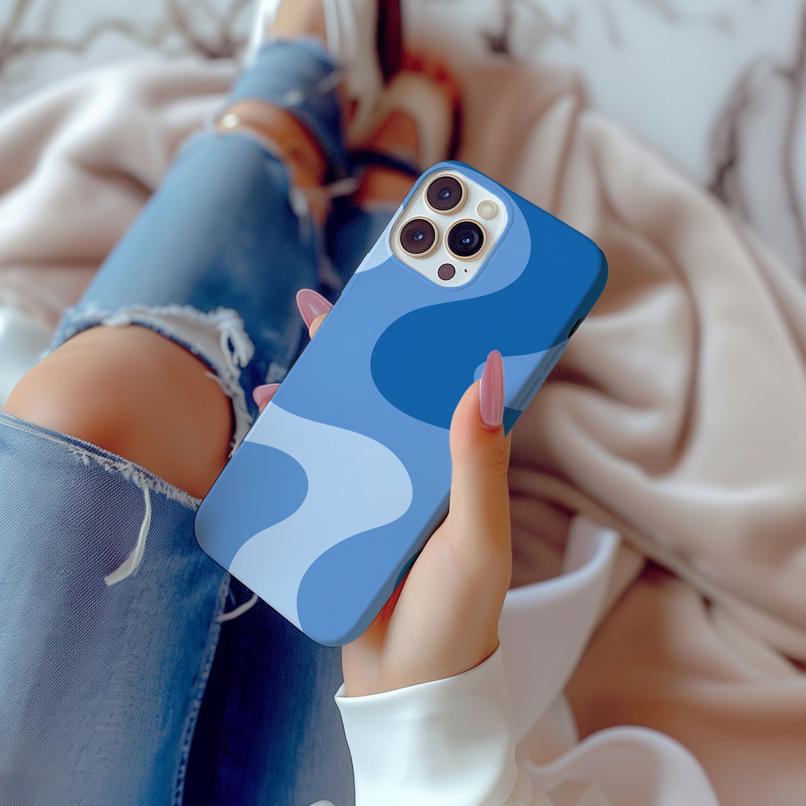 Blue Abstract Wave Magsafe iPhone Case - Techy Treasures -  