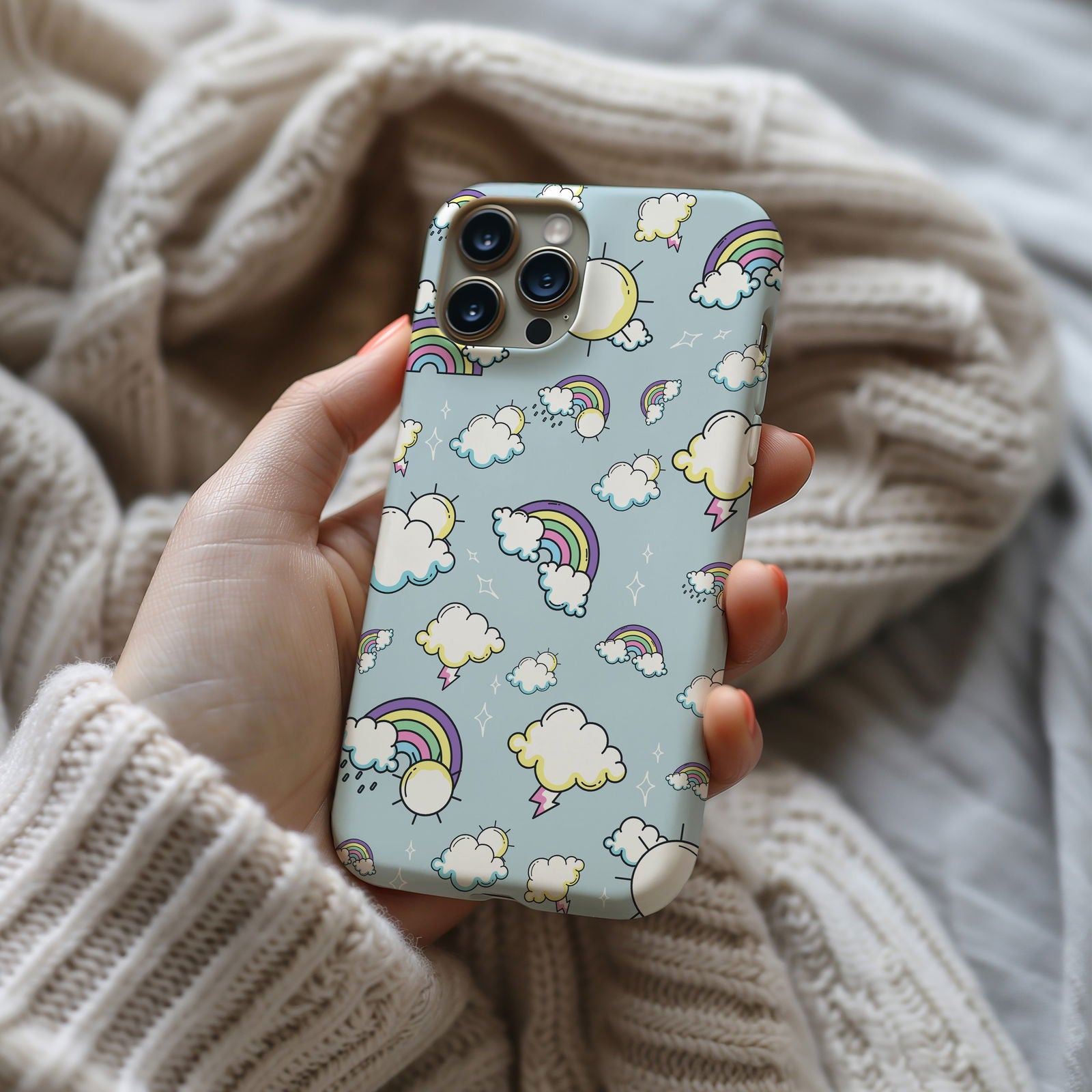 Blue Minimalist Rainbow Magsafe iPhone Case - Techy Treasures -  