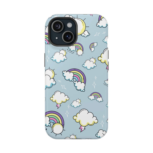 Blue Minimalist Rainbow Magsafe iPhone Case - Techy Treasures - Mobile Phone Cases 