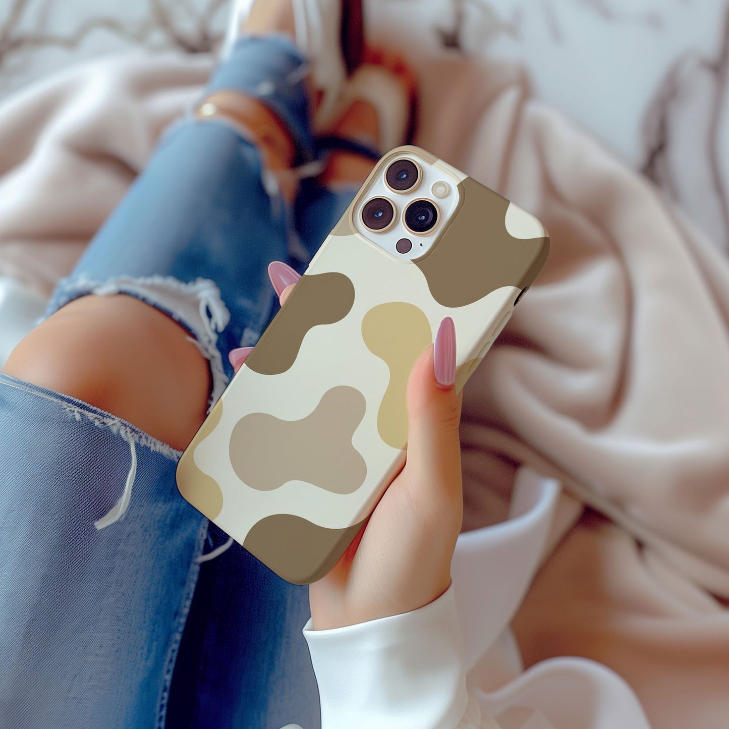 Brown and Tan Cow Print Magsafe iPhone Case - Techy Treasures -  
