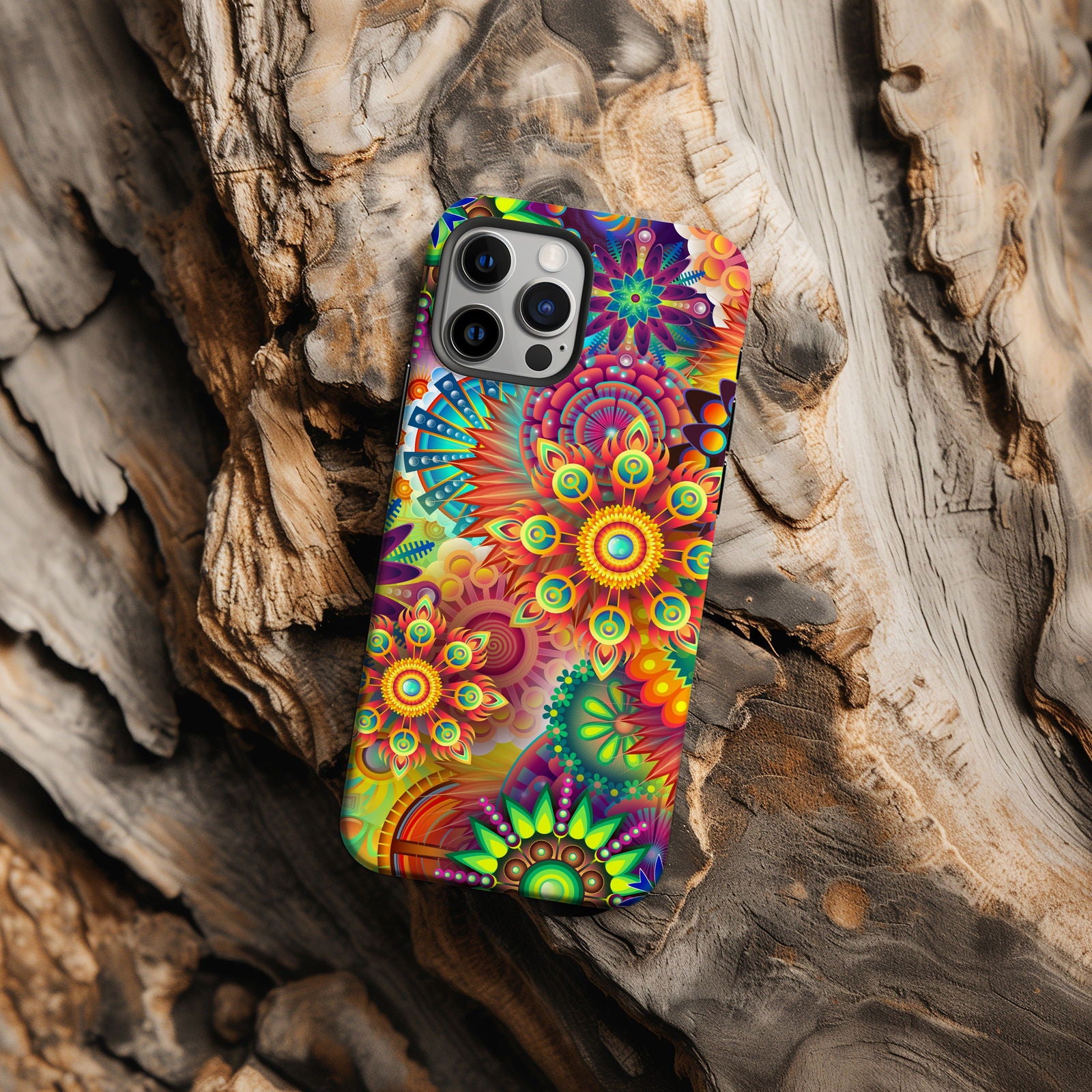 Colorful Psychedelic Flowers Magsafe iPhone Case - Techy Treasures -  