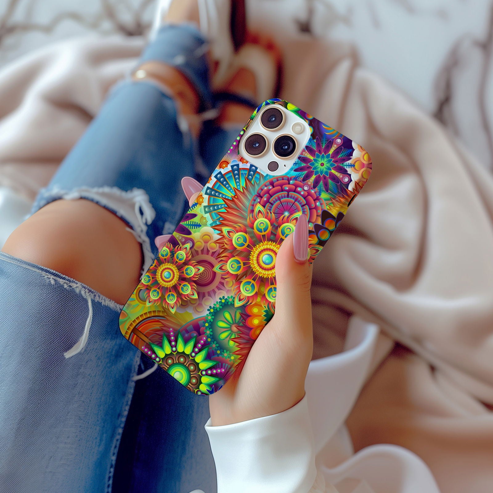 Colorful Psychedelic Flowers Magsafe iPhone Case - Techy Treasures -  