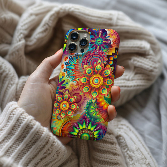 Colorful Psychedelic Flowers Magsafe iPhone Case - Techy Treasures - Mobile Phone Cases 