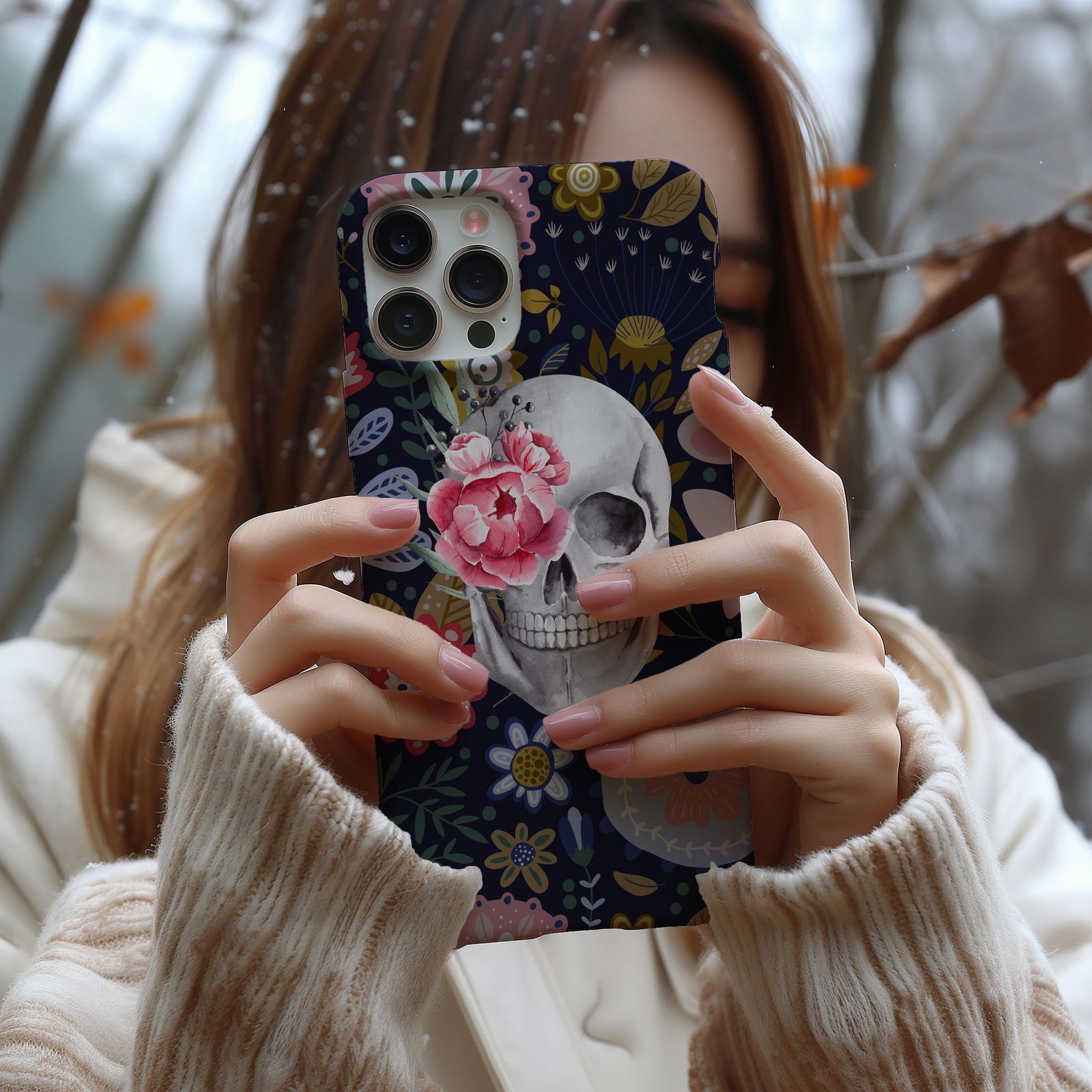 Floral Skull Magsafe iPhone Case - Techy Treasures -  