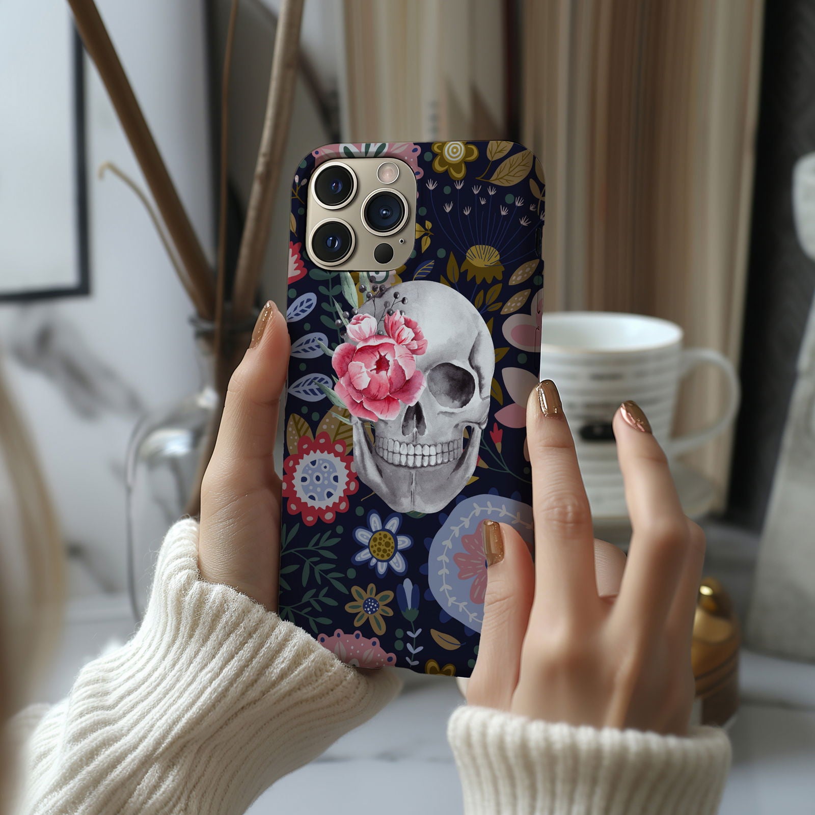 Floral Skull Magsafe iPhone Case - Techy Treasures -  