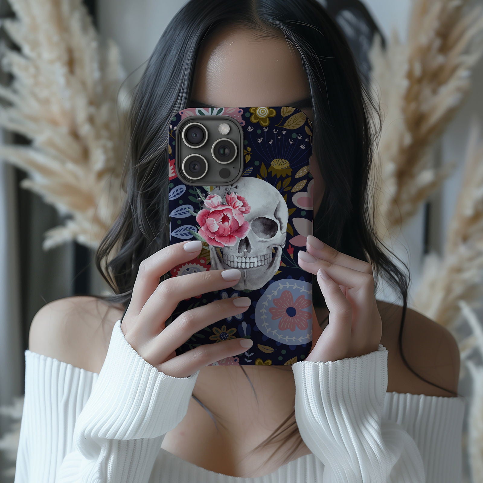 Floral Skull Magsafe iPhone Case - Techy Treasures -  