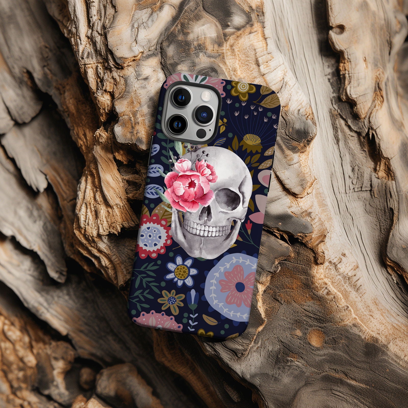 Floral Skull Magsafe iPhone Case - Techy Treasures -  