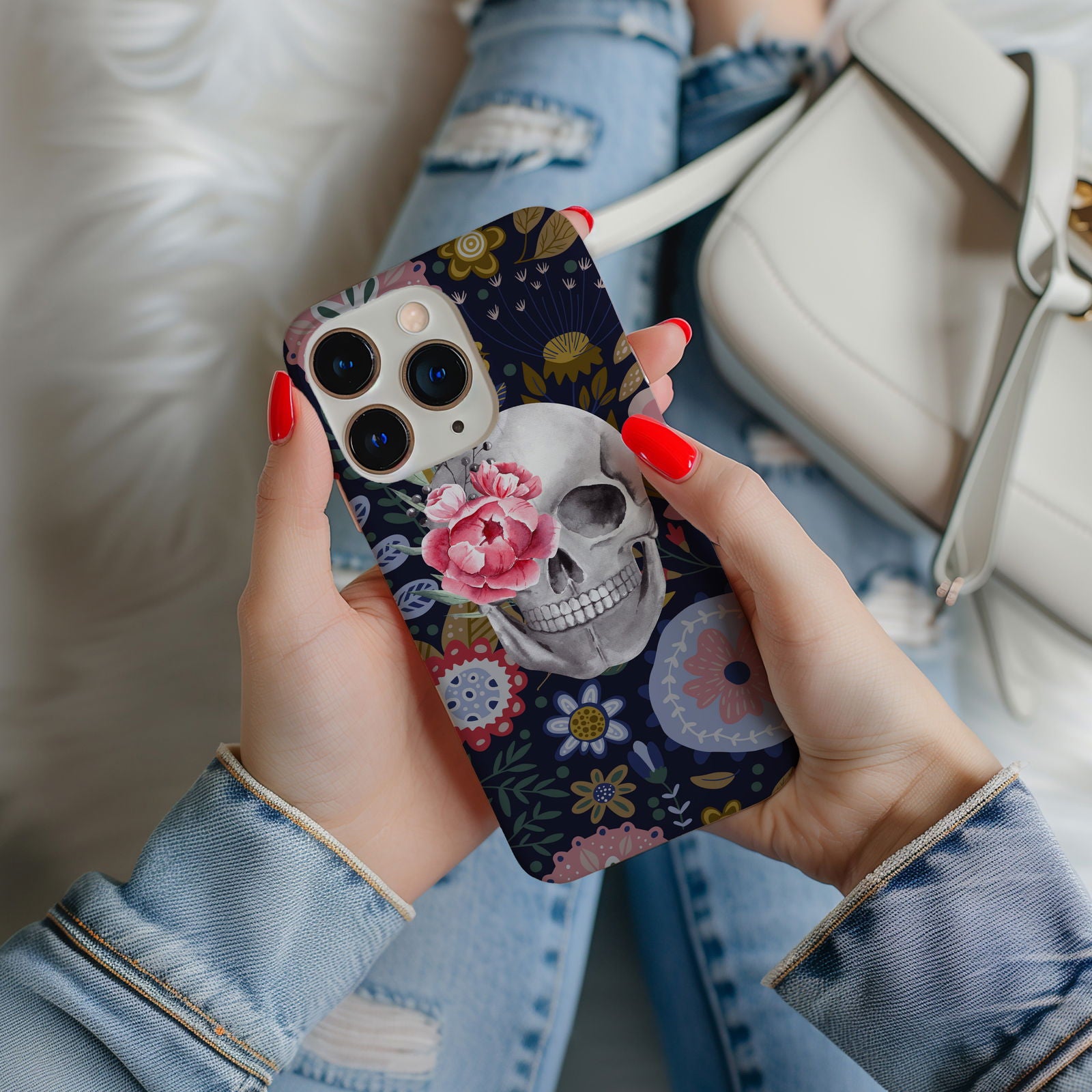 Floral Skull Magsafe iPhone Case - Techy Treasures -  