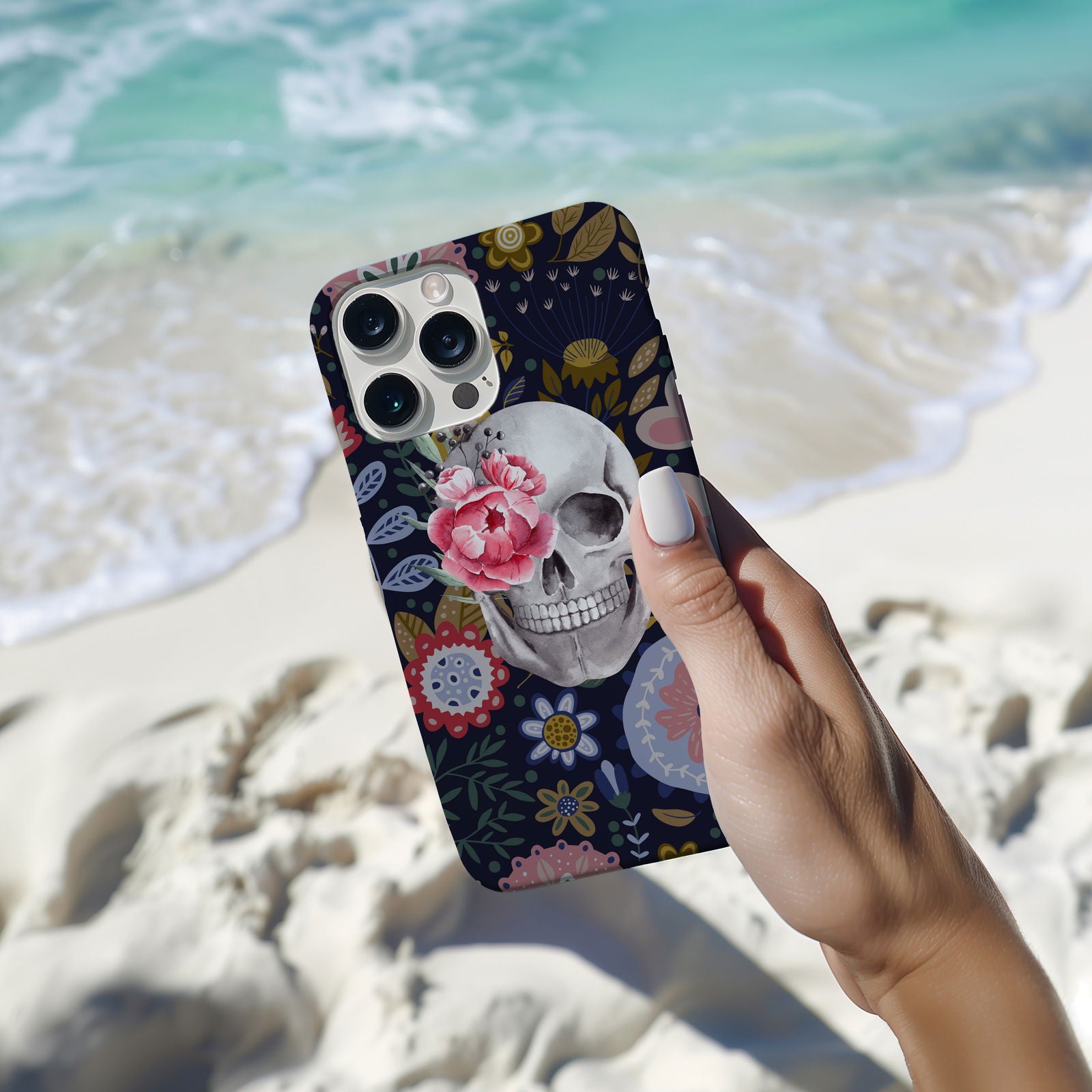 Floral Skull Magsafe iPhone Case - Techy Treasures -  