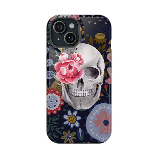 Floral Skull Magsafe iPhone Case - Techy Treasures - Mobile Phone Cases 