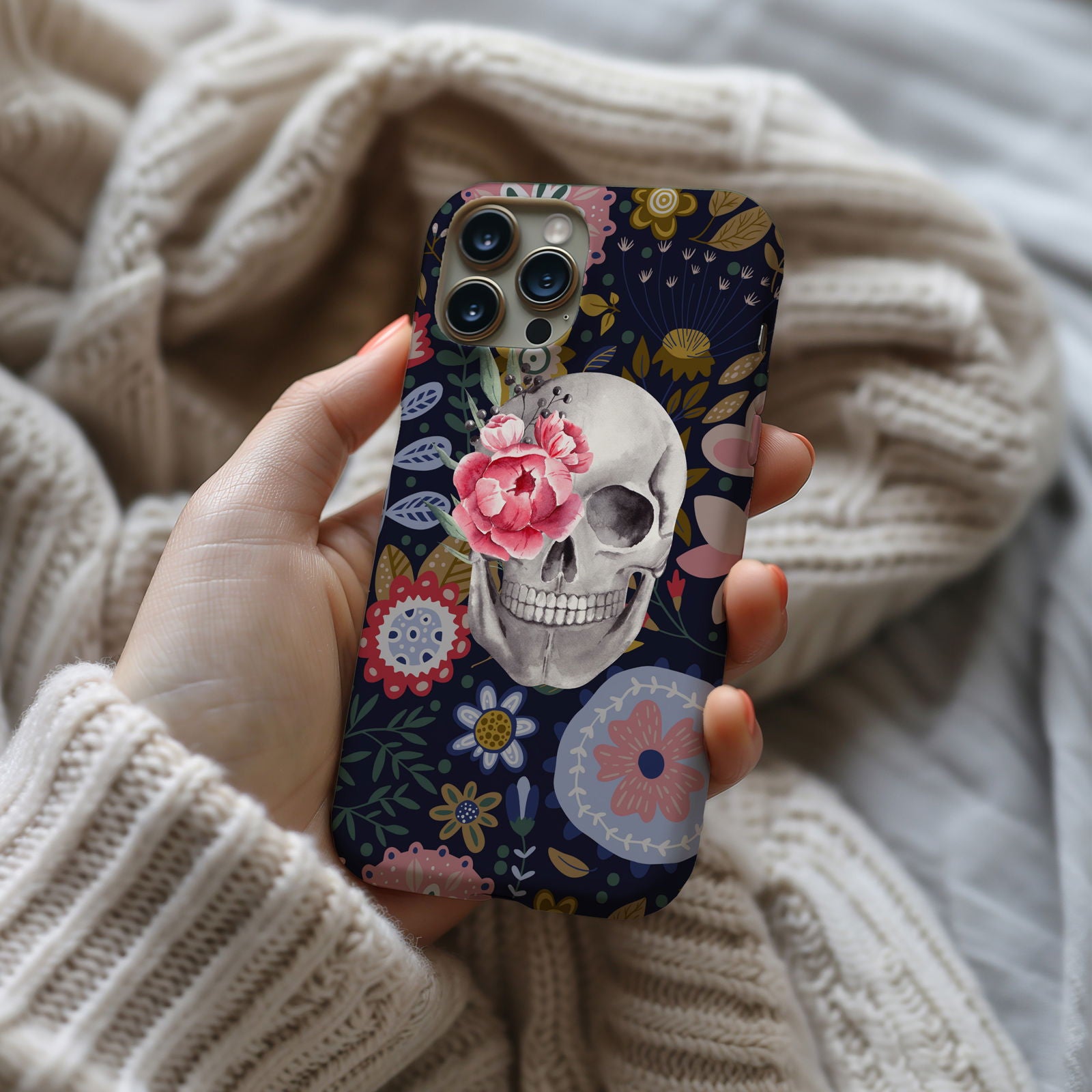 Floral Skull Phone Wallpaper 2 Magsafe iPhone Case - Techy Treasures -  