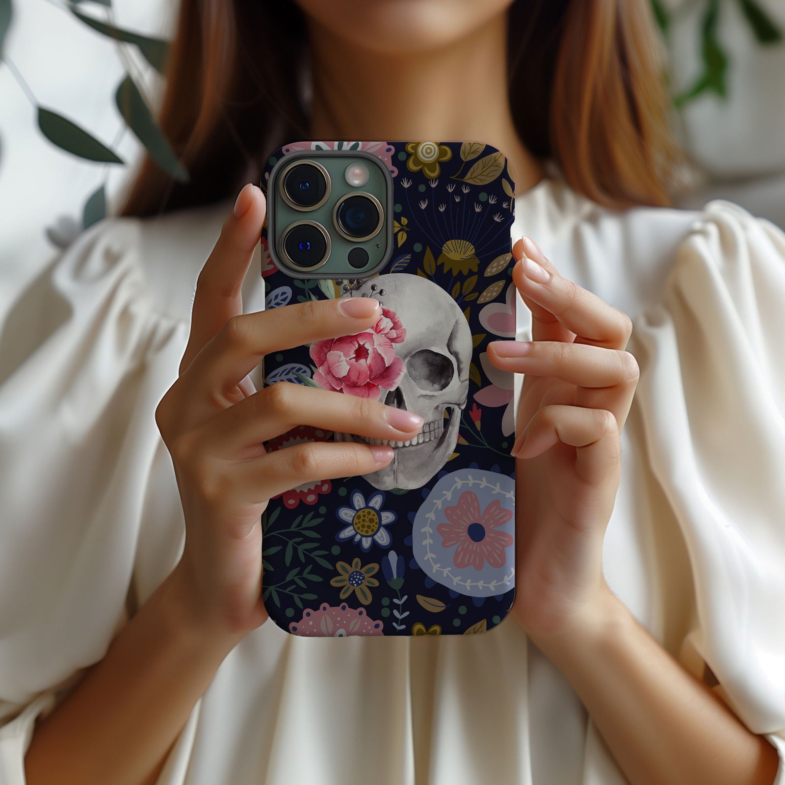 Floral Skull Phone Wallpaper 2 Magsafe iPhone Case - Techy Treasures -  