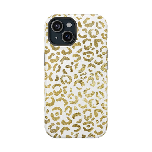 Gold Leopard Print Magsafe iPhone Case - Techy Treasures - Mobile Phone Cases 