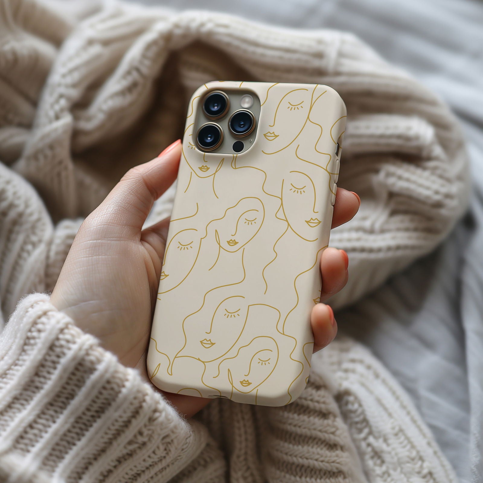 Gold Line Art Face Magsafe iPhone Case - Techy Treasures -  