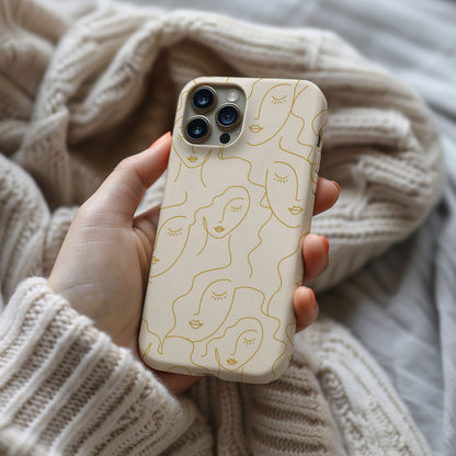 Gold Line Art Face Magsafe iPhone Case - Techy Treasures -  