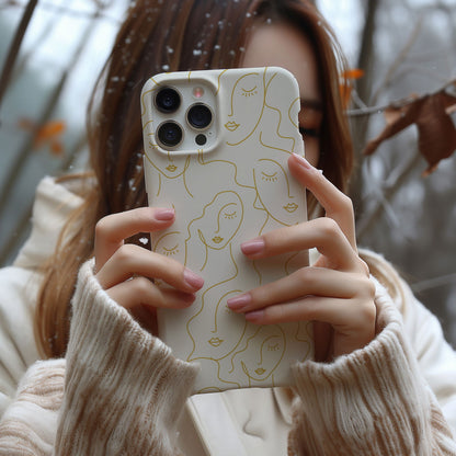 Gold Line Art Face Magsafe iPhone Case - Techy Treasures -  