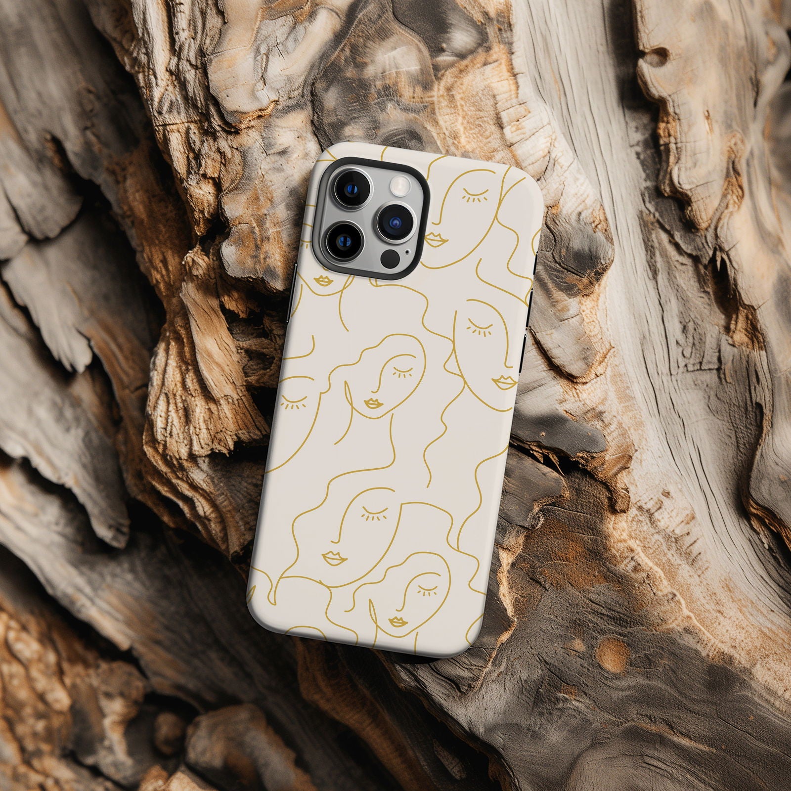 Gold Line Art Face Magsafe iPhone Case - Techy Treasures -  