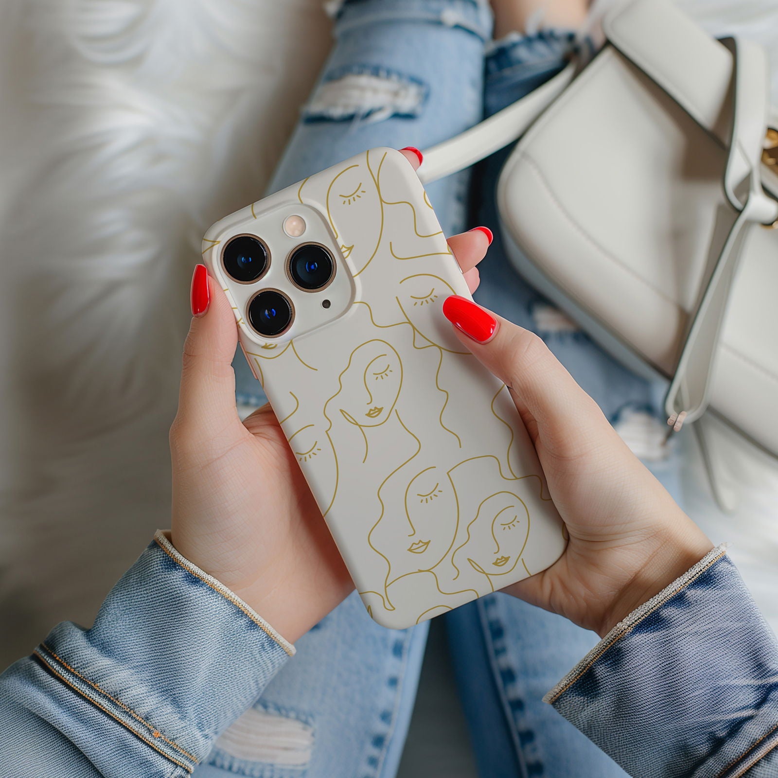 Gold Line Art Face Magsafe iPhone Case - Techy Treasures -  
